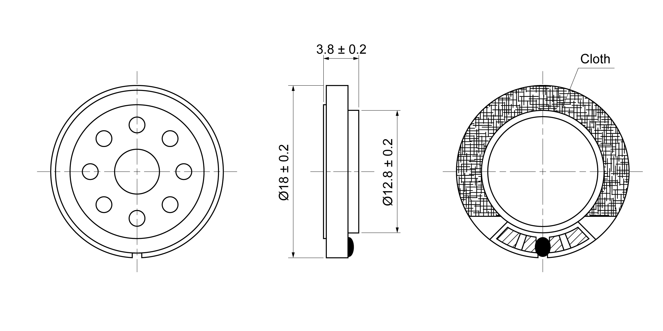 OSR18R-3.8M0.1W8A Mechanical Drawing